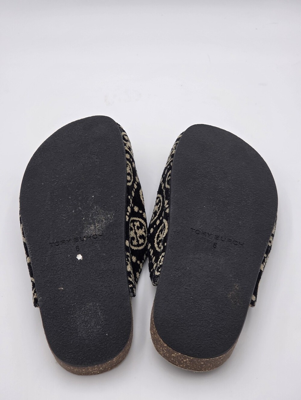 Tory Burch T Monogram Jacquard Charm Mules in black. - Picture 4 of 5